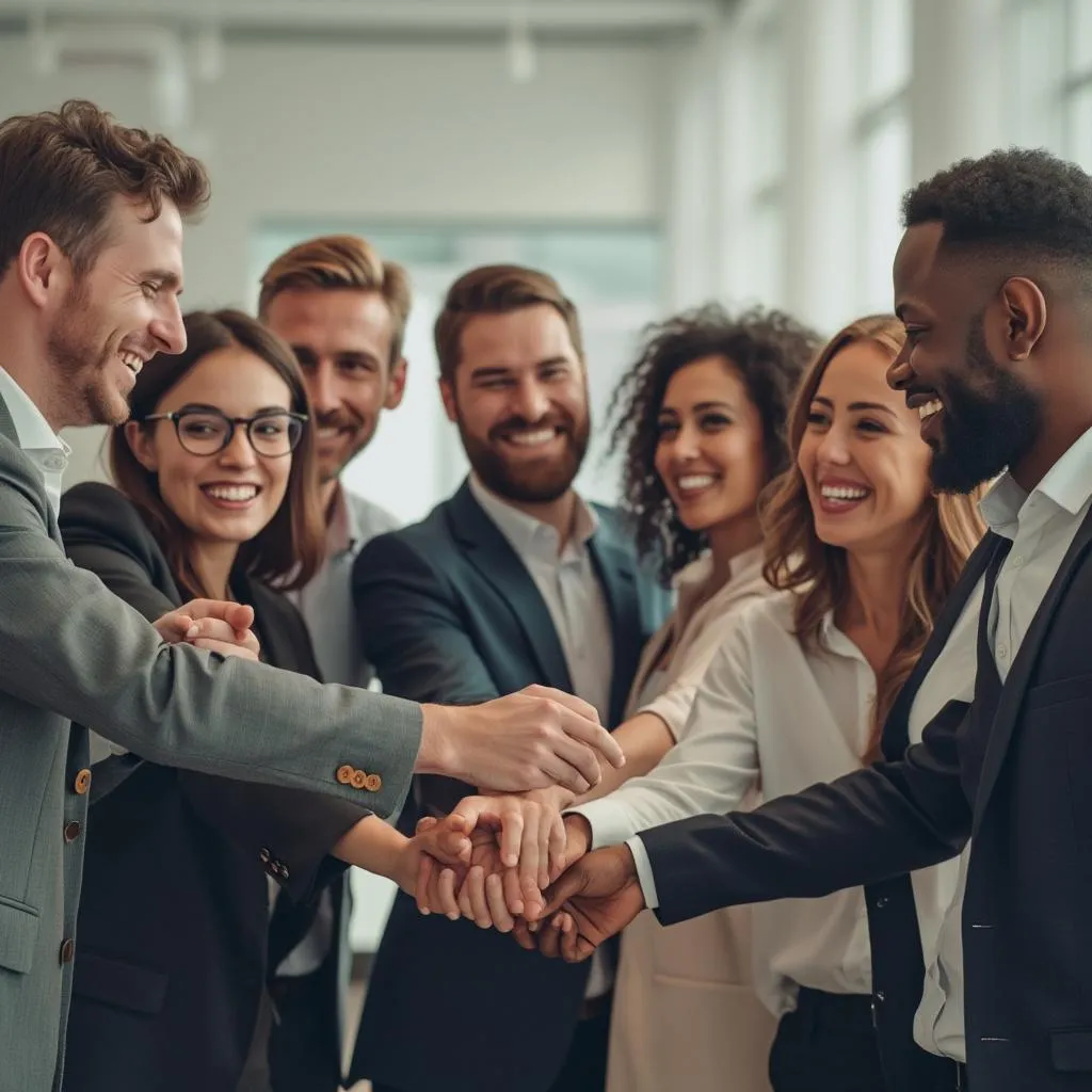 Equipo celebrando un acuerdo de inversión cerrado
